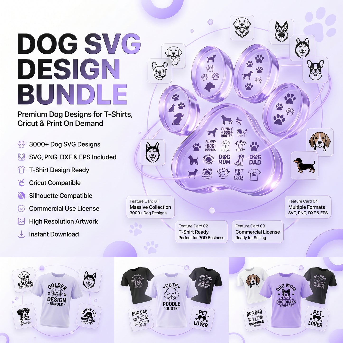 Dog SVG Design Bundle for T-Shirt Design