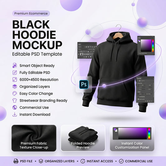 Black Hoodie PSD Mockup for Streetwear Branding