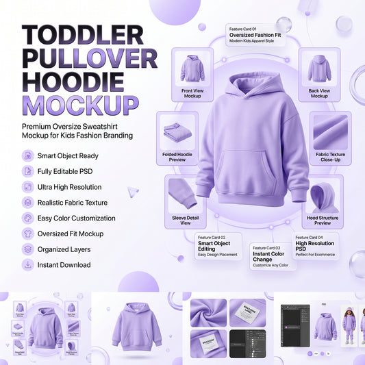Toddler Pullover Oversize Hoodie Sweatshirt Mockup